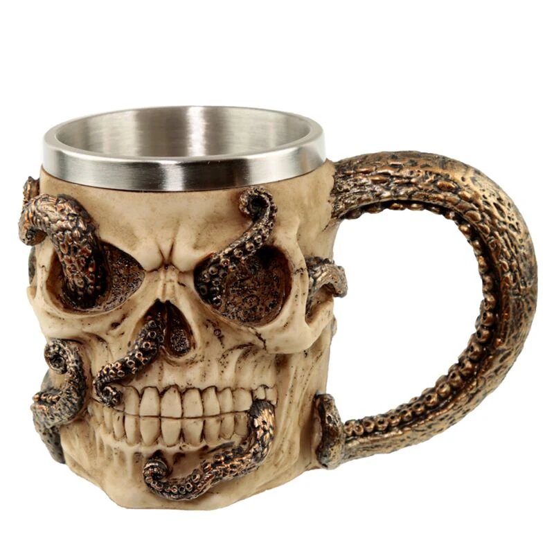 Bronze Octopus Skull Tankard