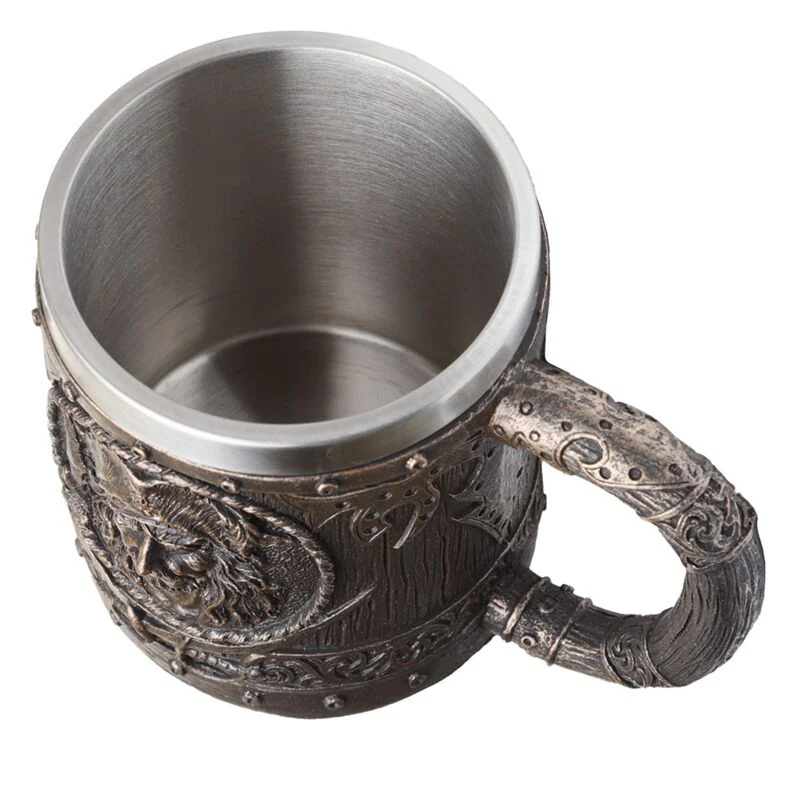 Brushed Gold Wood Effect Pirate Tankard - Image 4