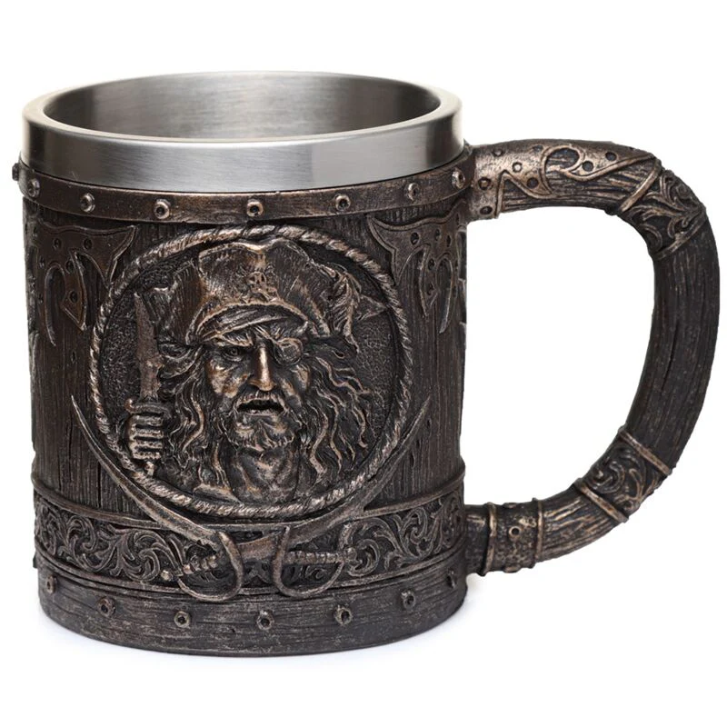 Brushed Gold Wood Effect Pirate Tankard - Image 5
