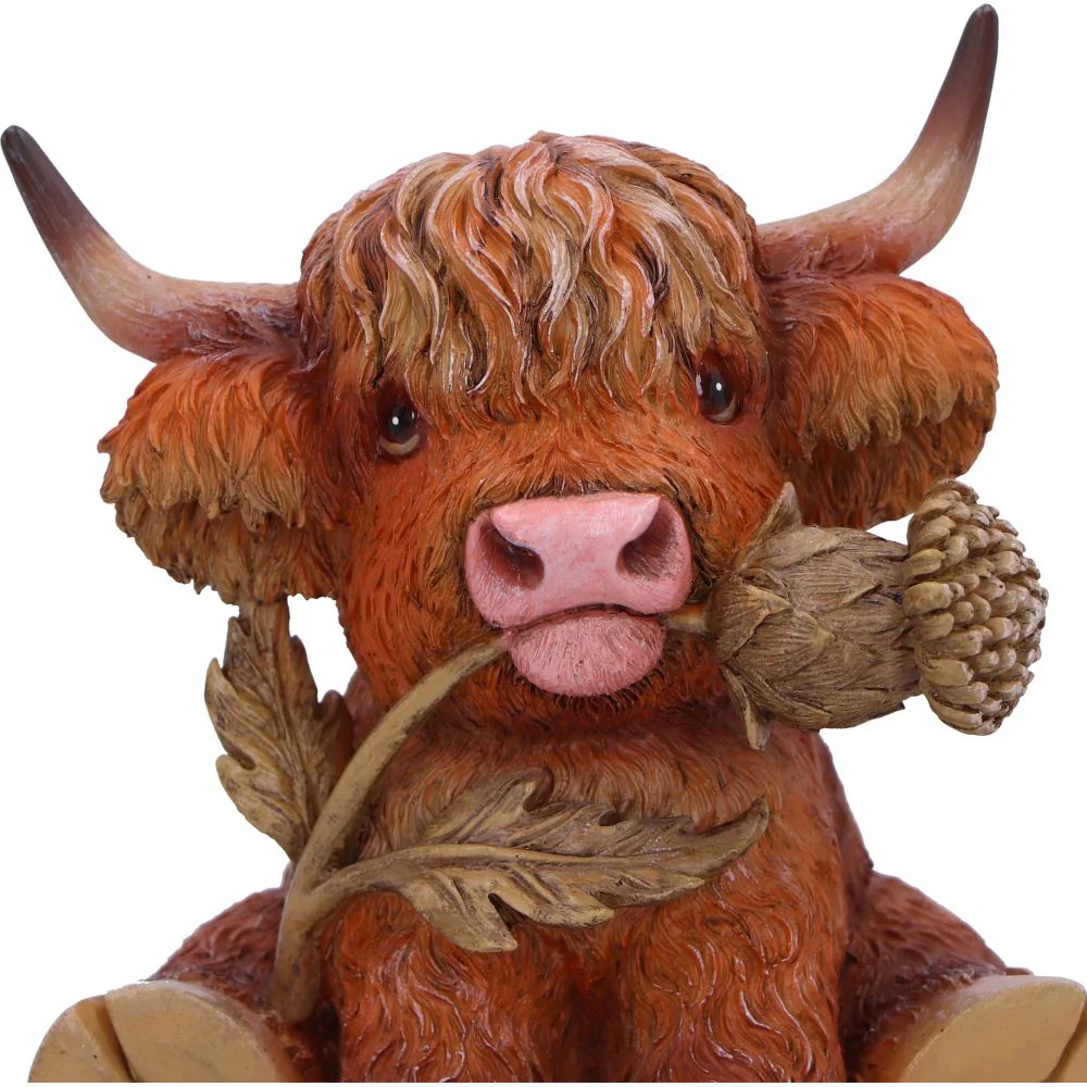 Highland Cow with Thistle Figurine - Image 5