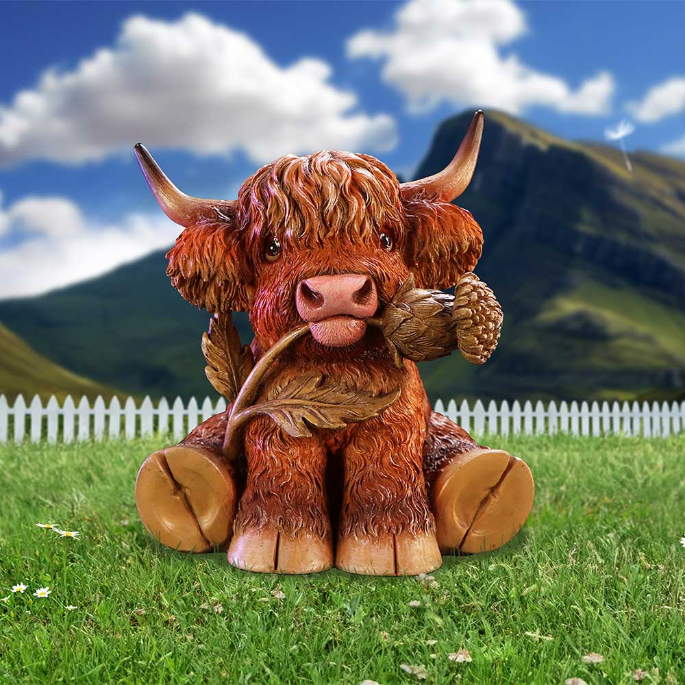 Highland Cow with Thistle Figurine - Image 7