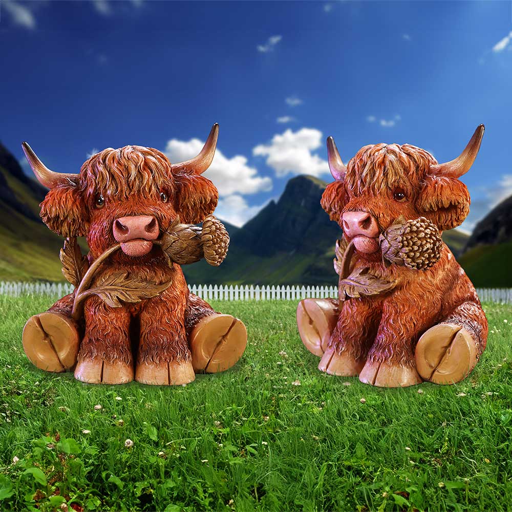 Highland Cow with Thistle Figurine - Image 8