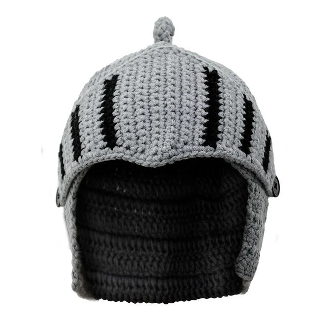 Knitted Knight Helmet Hat – Adult Size - Image 3