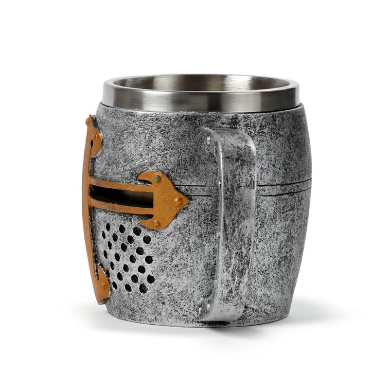 Medieval Knight Silver & Gold Helmet Tankard - Image 2