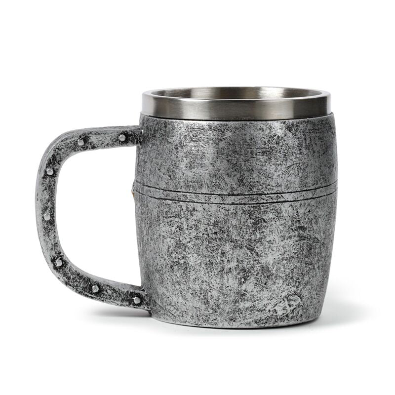Medieval Knight Silver & Gold Helmet Tankard - Image 3