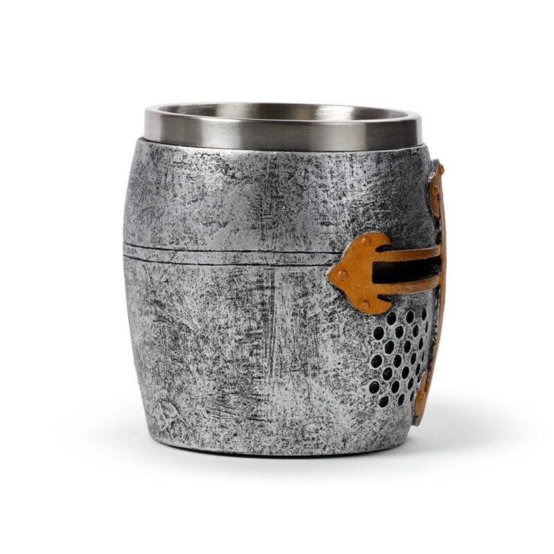 Medieval Knight Silver & Gold Helmet Tankard - Image 4