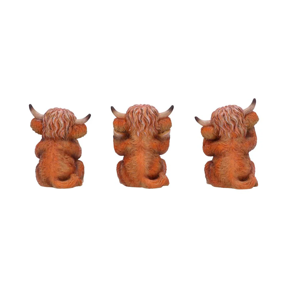 Three Wise Highland Cow Figurines - Image 3