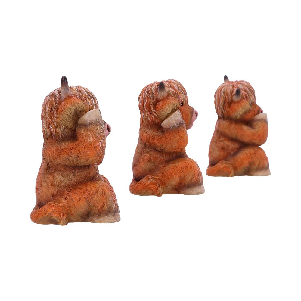Three Wise Highland Cow Figurines - Image 4